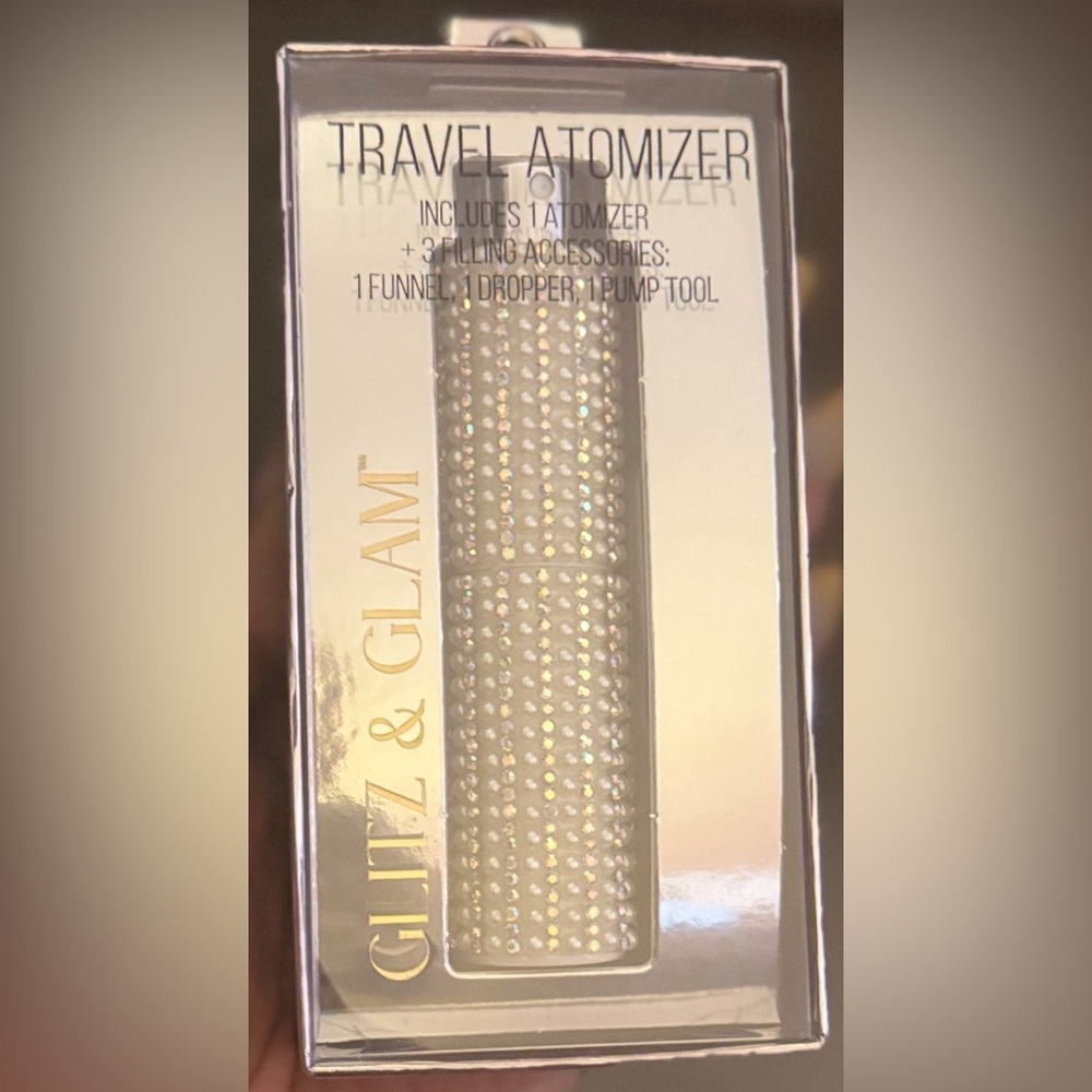 Glitz & Glam Silver Rhinestone Travel Atomizer